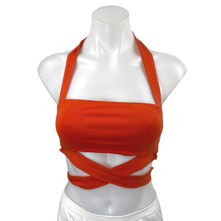 Superdown Orange Sleeveless Strappy Cami Bandeau Bustier Crop Tank Top Size XS