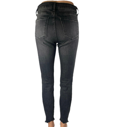 Zara Women's Black Washed High Waisted Raw Hem Skinny Denim Jeans Size 6