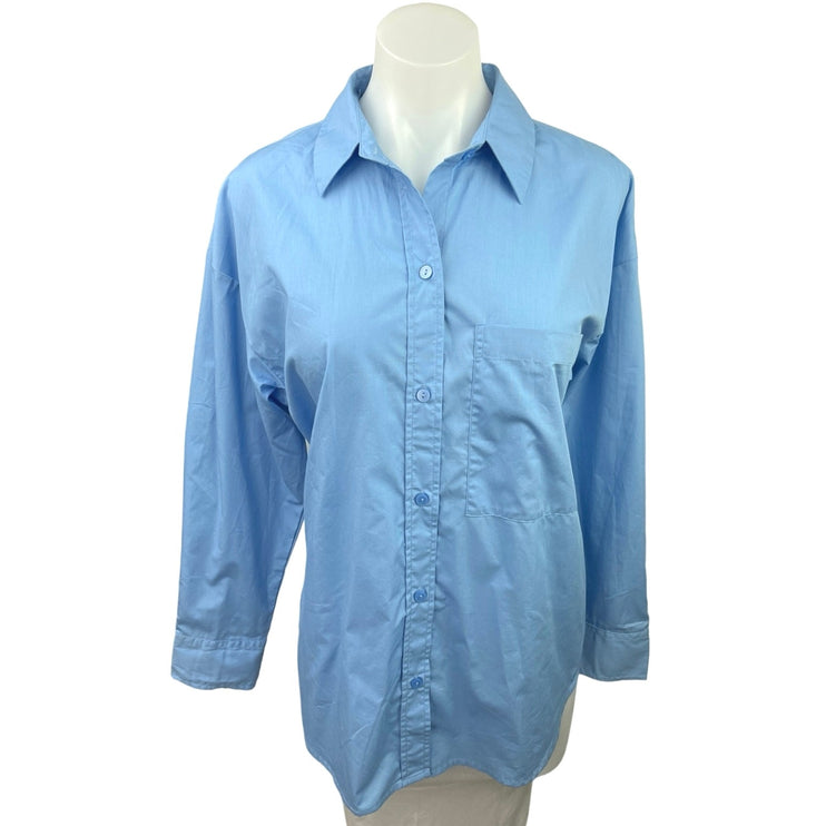 Abercrombie & Fitch Blue Collared Long Cuffed Sleeve Oversized Shirt Top Size S