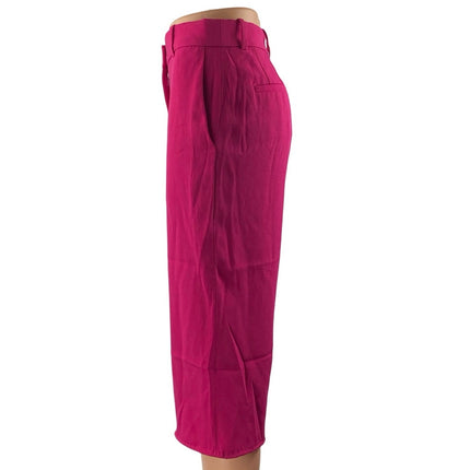 Aritzia Babaton Pink High Rise Raw Hem Straight Leg Capri Culottes Pants Size 2