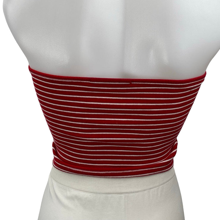 Lot of 2 Brandy Melville Striped Red Multicolor Tube Bandeau Crop Top Size S
