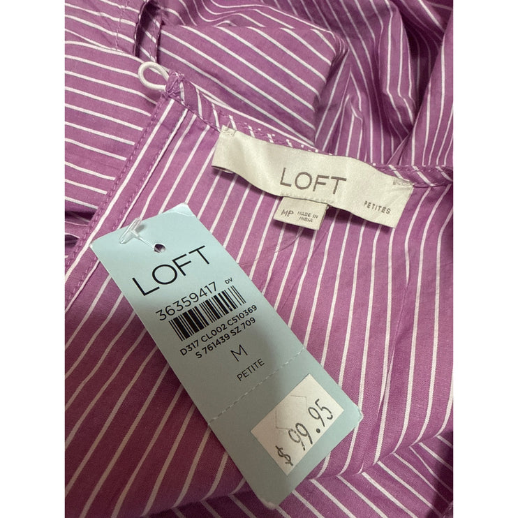 NEW Ann Taylor LOFT Purple Striped Y2k Sleeveless Fit & Flare Midi Dress Size MP