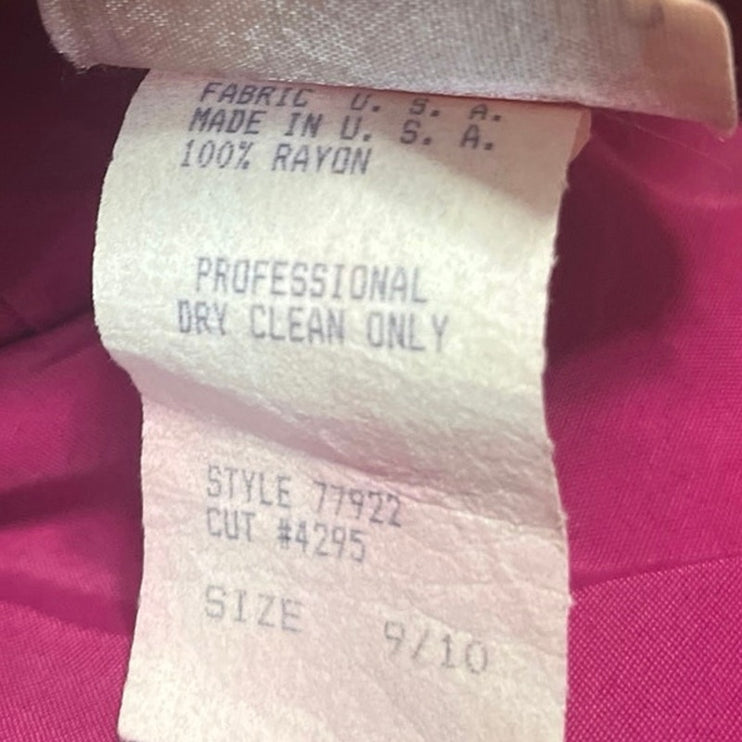 Vintage Nina Piccalino Pink Half Sleeve Pleated Fit & Flare Maxi Dress Size 10