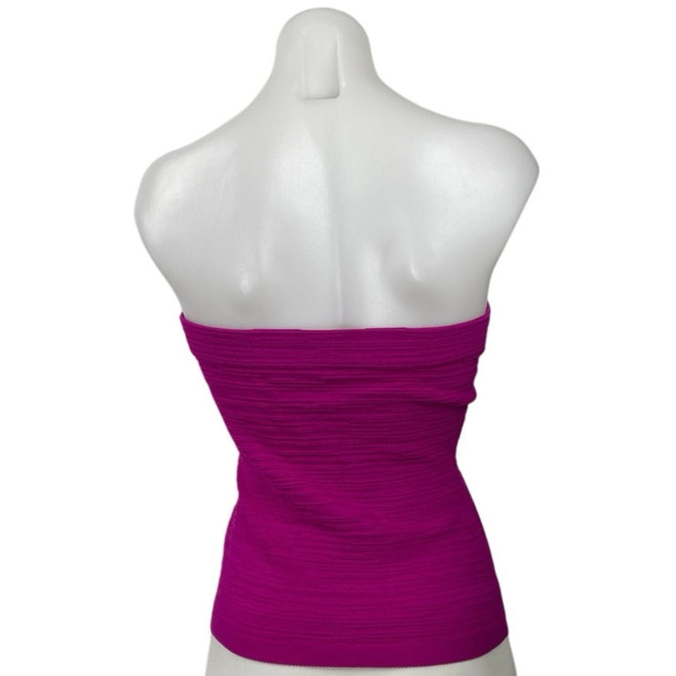 COS Purple Textured Gathered Strapless Bandeau Tube Stretch Blouse Top Size S