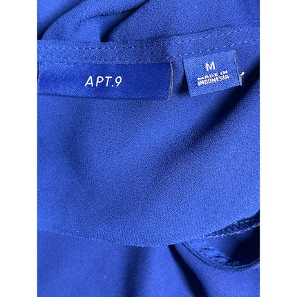 Apt. 9 Women's Blue Sleeveless V-Neck Button Front Tank Shirt Blouse Top Size M
