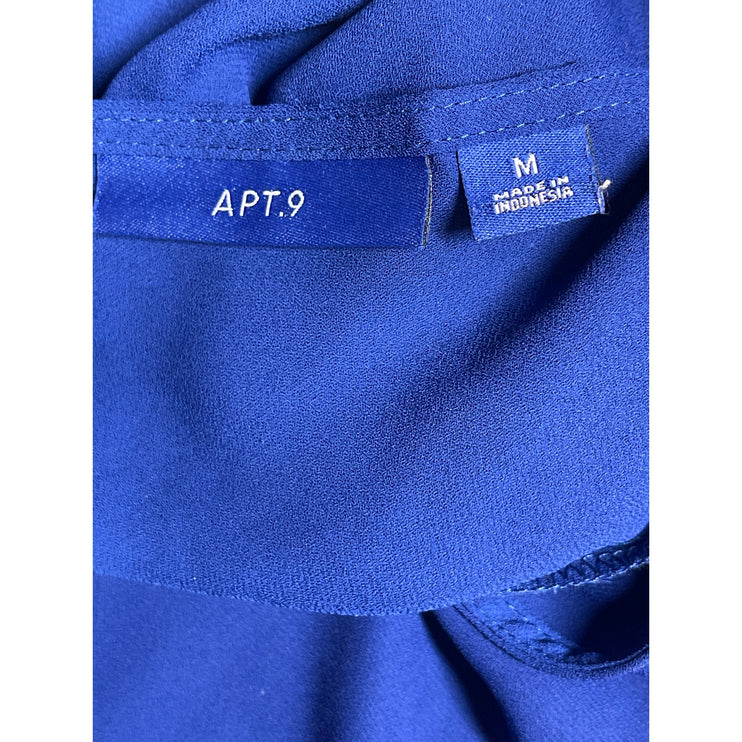 Apt. 9 Women's Blue Sleeveless V-Neck Button Front Tank Shirt Blouse Top Size M