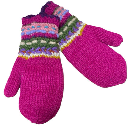 Trimdin Women's Pink Floral Wool Finger Warmer Knitted Winter Gloves One Size