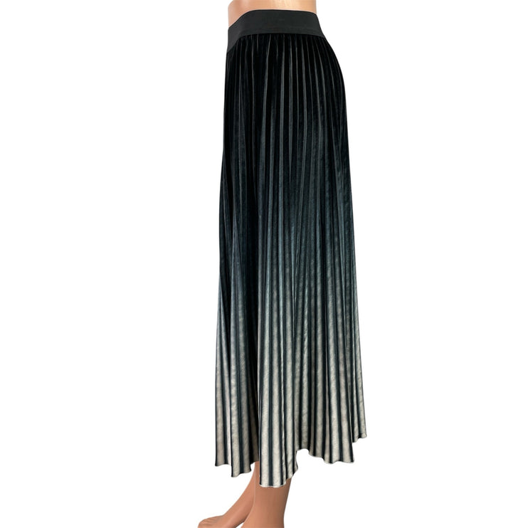 Butler & Wilson Womens Black Green Ombre Pleated Flowy A-Line Midi Skirt Size S