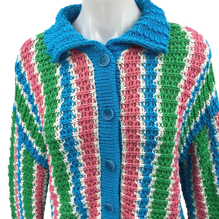 Zara Women's Multicolor Striped Long Sleeve Button Down Cardigan Sweater Top S