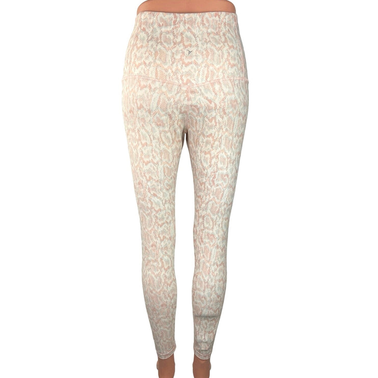 Old Navy Active White Pink Snake Print Mid Rise Activewear Fitness Legging Sz M
