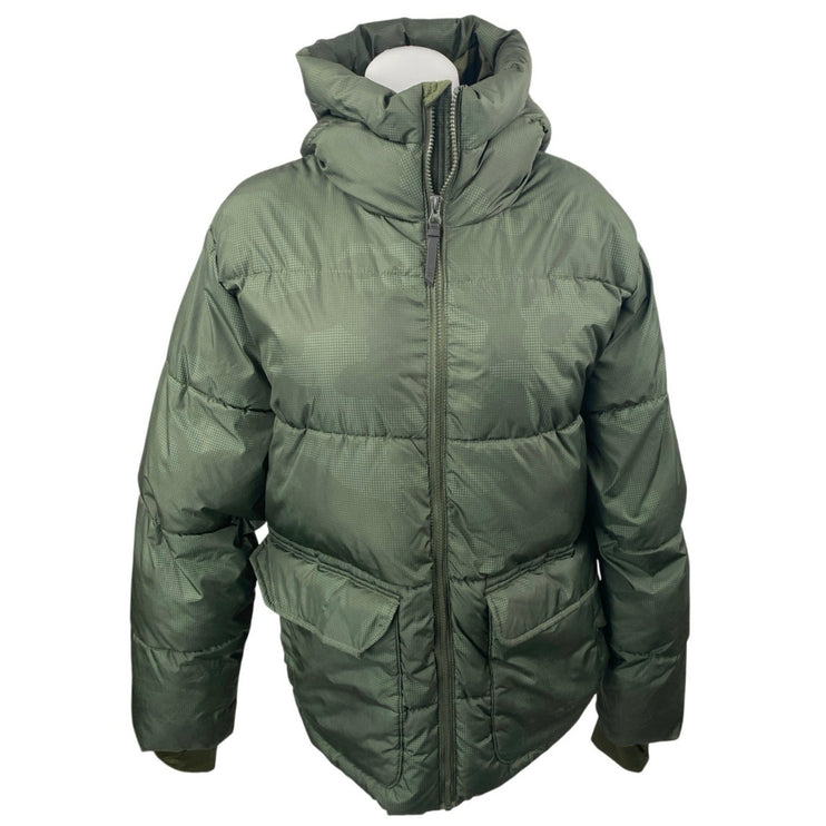 All in Motion Women's Olive Green Full Zip Hoodie Hooded Puffer Coat Jacket Sz M