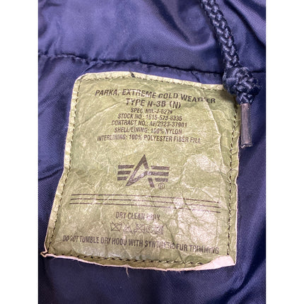 Alpha Industries Black Hooded Long Sleeve Pocket Snorkel Parka Coat Jacket Sz M