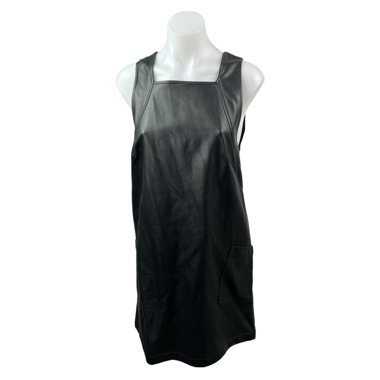 Anthropologie Maeve Women's Faux Vegan Leather Sleeveless Mini Shift Dress Sz M