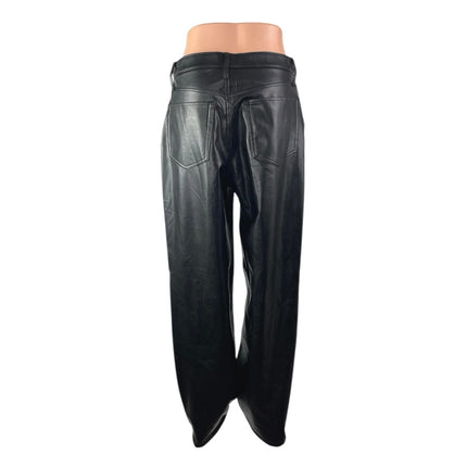 Abercrombie & Fitch The Loose High Rise Faux Leather Vegan Wide Leg Trousers 28