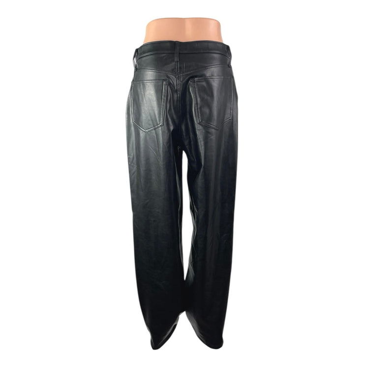 Abercrombie & Fitch The Loose High Rise Faux Leather Vegan Wide Leg Trousers 28