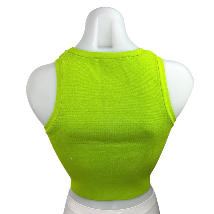 Zara Green High Neck Sleeveless Knit Chic Pullover Casual Stretch Crop Top Sz  S