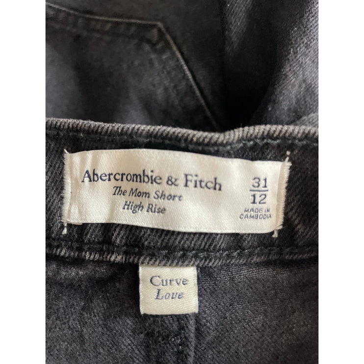 Abercrombie & Fitch The Mom Shore High Rise Black Cutoff Denim Jean Shorts 12