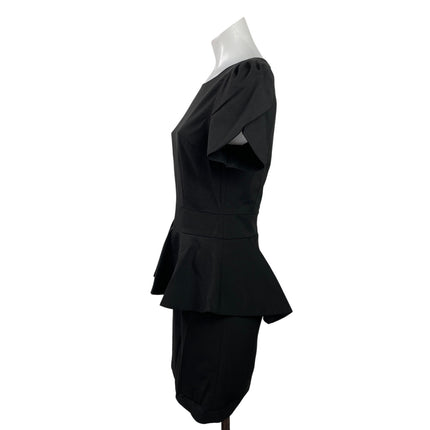 Vertigo Womens Black Short Puff Sleeve Peplum Zipper Mini Shift Dress Size XS