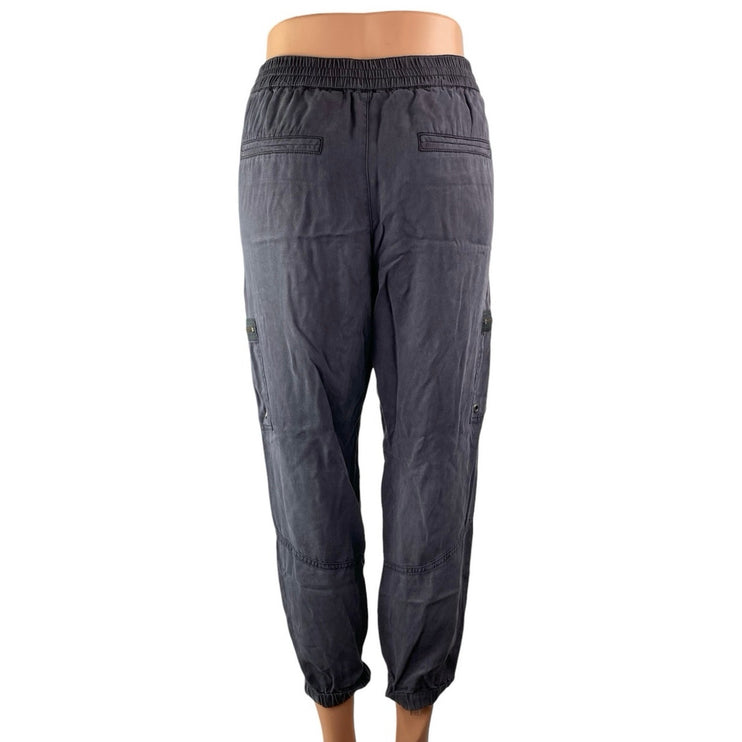 Pam & Gela Women's Black High Waisted Zip Pockets Cargo Trousers Jogger Pants M