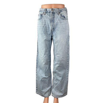 Denim Forum The Farrah High Rise Blue Baggy Straight Wide Leg Jeans Pants Sz 27