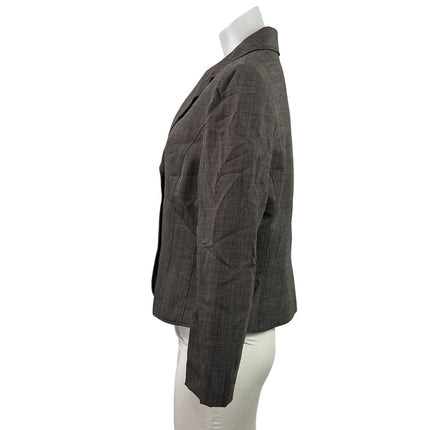 Tahari Women's Gray 100% Wool Long Sleeve Notch Lapel Blazer Coat Jacket Size 10