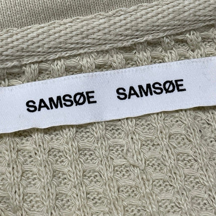 Samsoe Men's Cream Waffle Knit Thermal Short Sleeve Golf Polo Shirt Top Size M