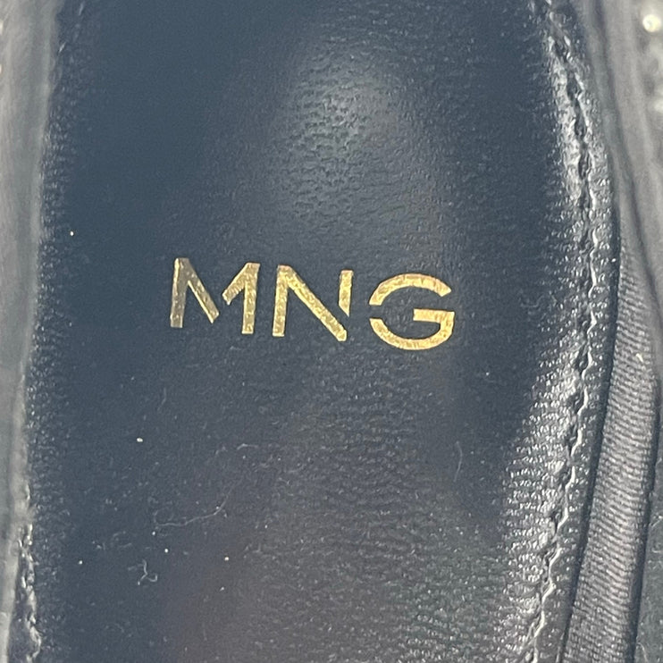 Mango MNG Black Rhinestone Pointed Toe Slip On Stiletto Heels Pump Shoes Sz 8.5