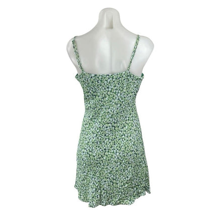 Aritzia Sun-deh Green Ditsy Floral Sleeveless Scoop Neck Cami Mini Slip Dress L