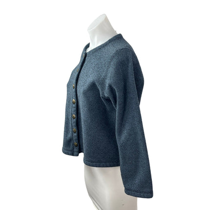 L.L. Bean Women's Blue Sherpa Lined Long Sleeve Button Up Cardigan Sweater Top M