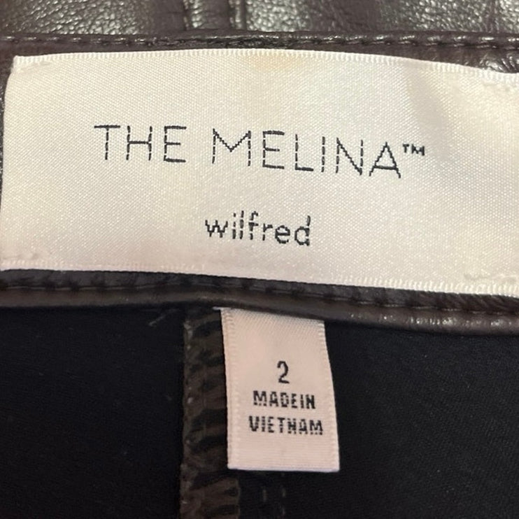 Aritzia Wilfred The Melina Tan Faux Leather High Rise Straight Trousers Pants 2
