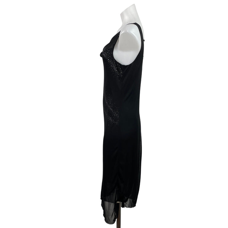 Byer Too! Womens Black Sleeveless Chiffon Cowl Neck Midi Cocktail Dress Size M