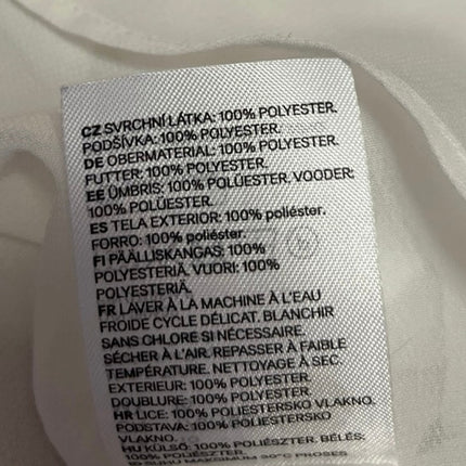 H&M White Sleeveless Ruffle Tie Neck Keyhole Lightweight Blouse Top Size 16