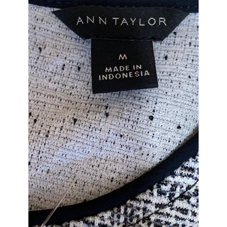 NEW Ann Taylor Black Tweed Sleeveless Back Zip Peplum Blouse Tunic Tank Top Sz M