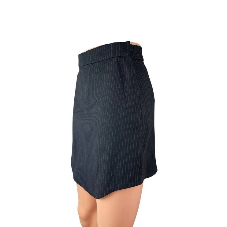 Zara Women's Black Striped High Rise Slim Business Mini Straight Pencil Skirt XS