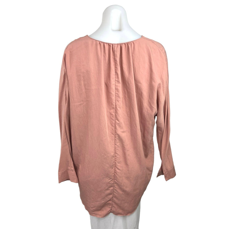 ZARA TRF Collection Women's Pink Long Cuff Sleeve V-Neck Wrap Blouse Top Size S