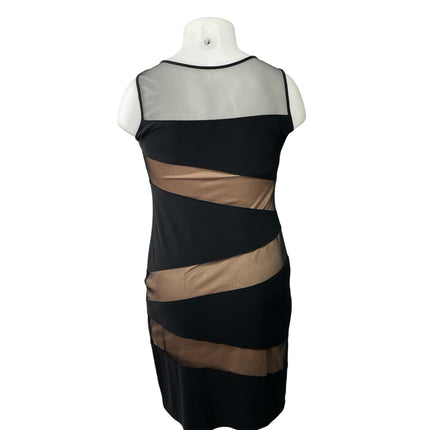 R&M Richards Womens Black Nude Sleeveless Mesh Sheer Mini Sheath Dress Size 12P