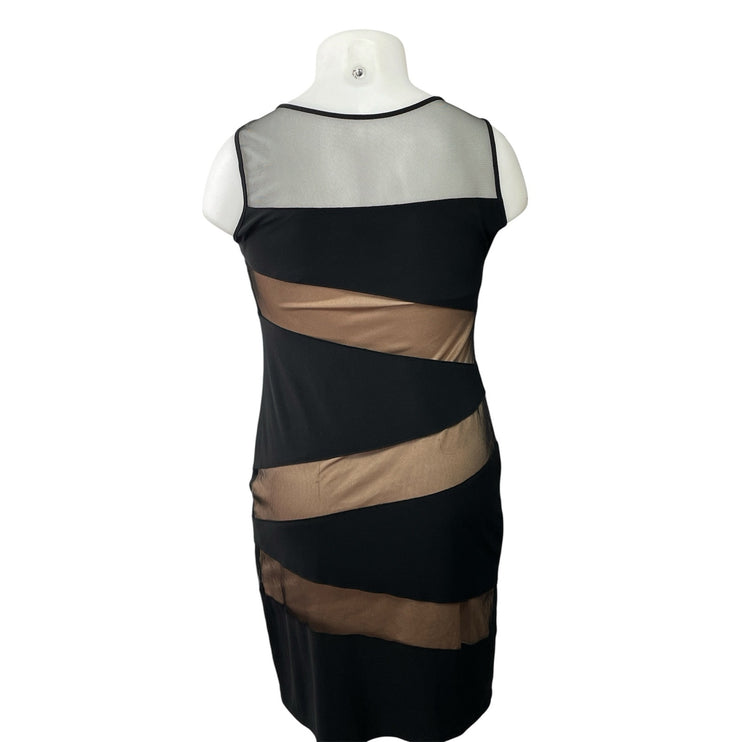 R&M Richards Womens Black Nude Sleeveless Mesh Sheer Mini Sheath Dress Size 12P