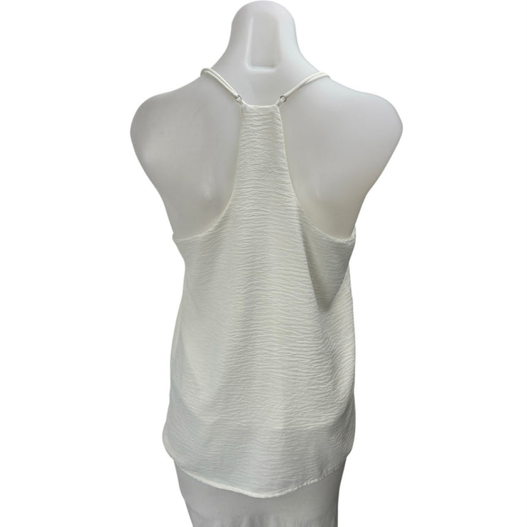 Newbury Kustom White Sleeveless Cami Camisole Racerback V-Neck Tank Top Size S