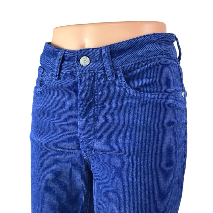 Anthropologie Pilcro Blue Corduroy High Waisted Flared Bootcut Trousers Pants 28