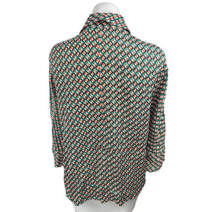 Zara Multicolor Geometric Button Down Collar 3/4 Sleeve Shirt Blouse Top Size XS