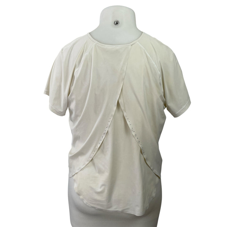 Lululemon Womens White Short Sleeve Overlap Back Activewear Tee T-shirt Top 12