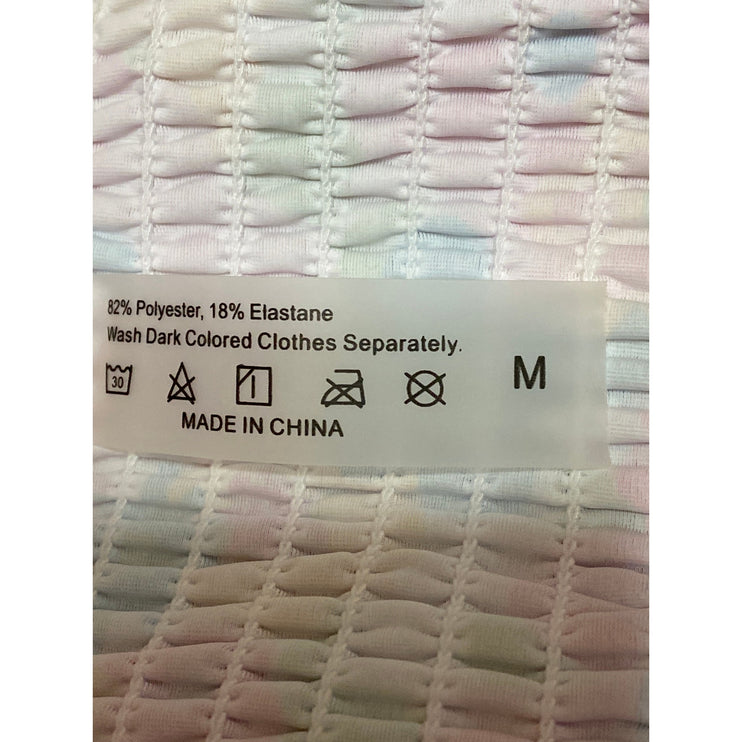 Multicolor Ditsy Floral Smocked Halter Triangle Two Piece Bikini Swimwear Size M