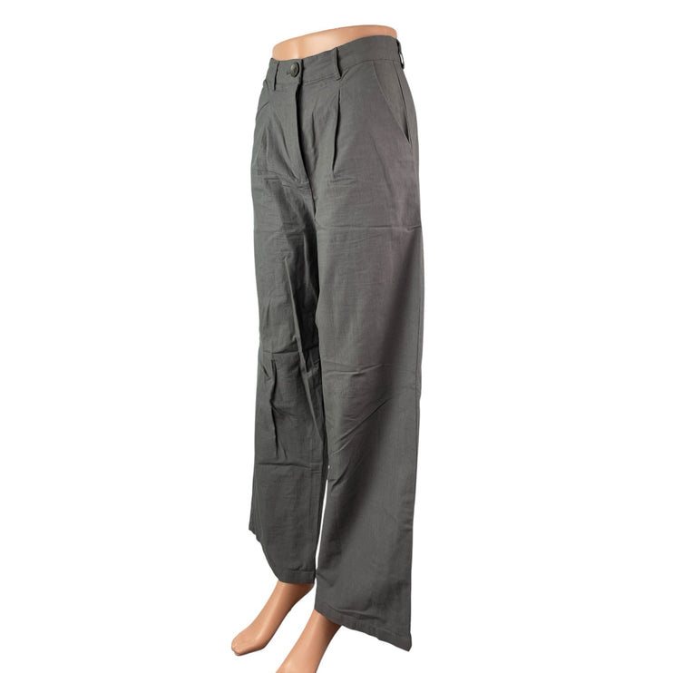 Princess Polly Women's Gray High Rise Wide Leg Baggy Palazzo Trousers Pants Sz 2