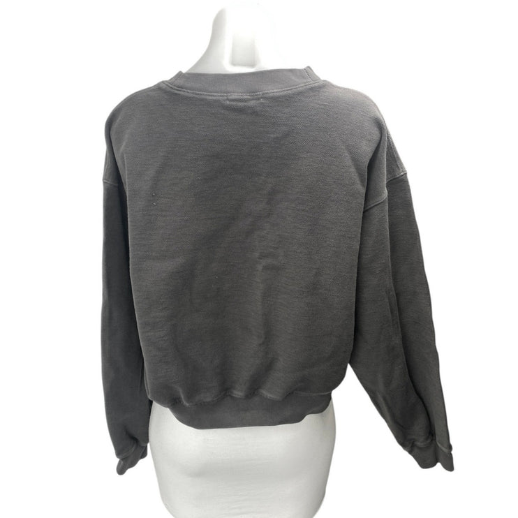 Madhappy Women's Charcoal Gray Spellout Logo Long Sleeve Sweatshirt Top Size L
