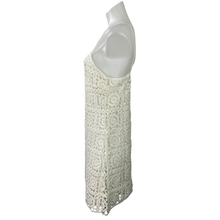 Urban Revivo White Sleeveless Floral Crochet Cami Camisole Mini Tank Dress Sz S