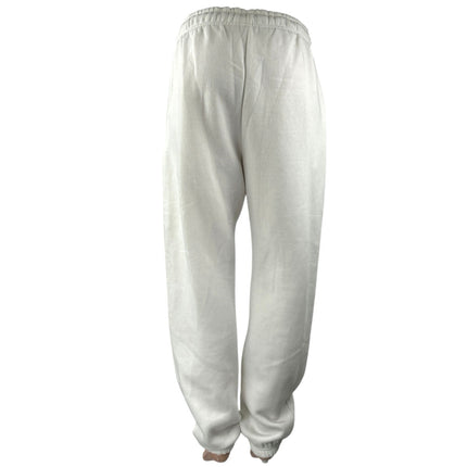 Boohoo White Fleece Drawstring Elastic Waist Tapered Leg Trousers Jogger Pants M