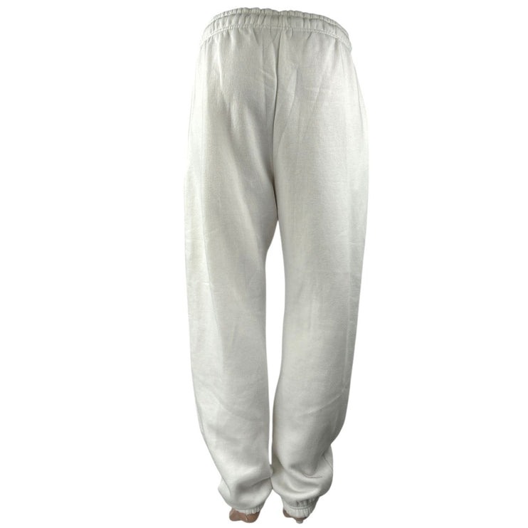 Boohoo White Fleece Drawstring Elastic Waist Tapered Leg Trousers Jogger Pants M
