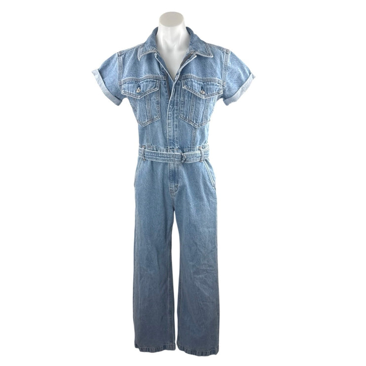 Abercrombie & Fitch Blue Collared Short Sleeve Denim Coverall Romper Jumpsuit XS