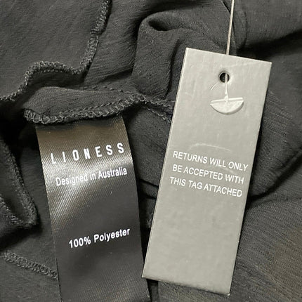 NEW Lioness Timeless Ruffle Black Sheer Mesh Scoop Neck Ruffle Blouse Top Sz L