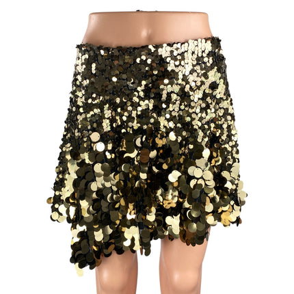NEW Free People Can't Get Enough Sequin Gold High Rise Mini A-Line Skirt Size 4